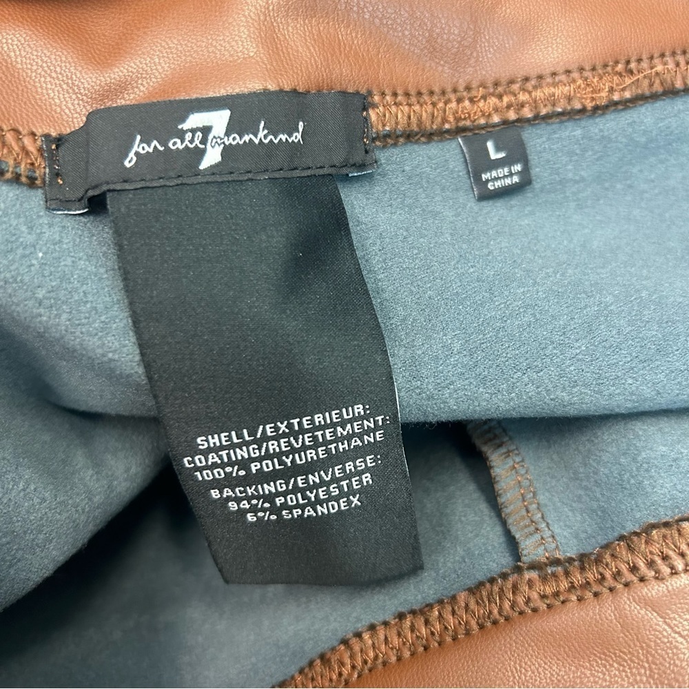 7 for all mankind camel brown faux leather high waisted leggings Sz L NWOT - Picture 4 of 10
